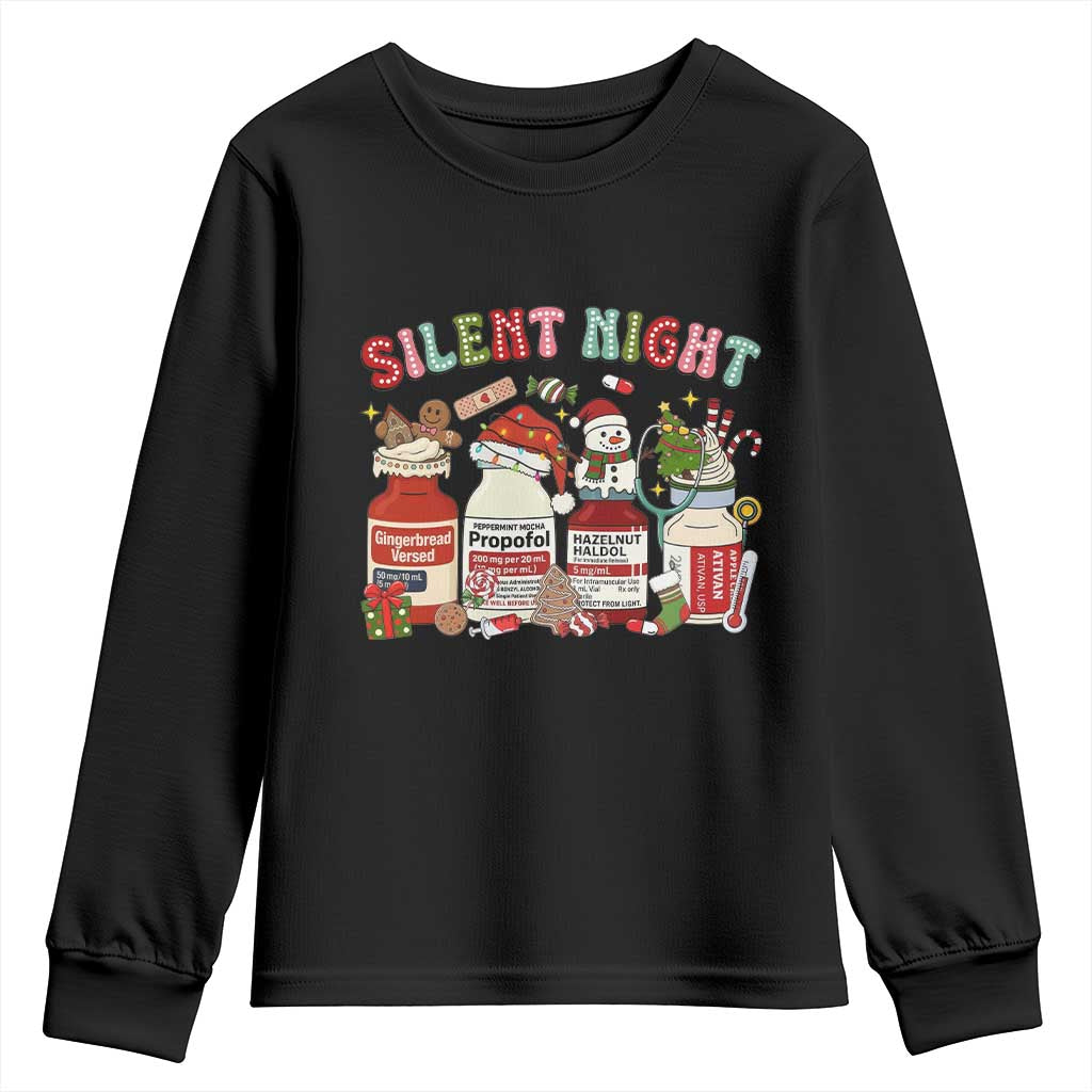 Funny Silent Night Nurse Christmas Youth Sweatshirt Festive Meds and Holiday Medical Humor - Wonder Print Shop