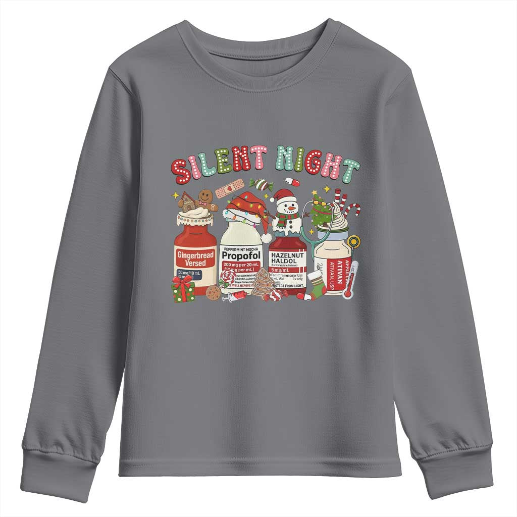 Funny Silent Night Nurse Christmas Youth Sweatshirt Festive Meds and Holiday Medical Humor - Wonder Print Shop