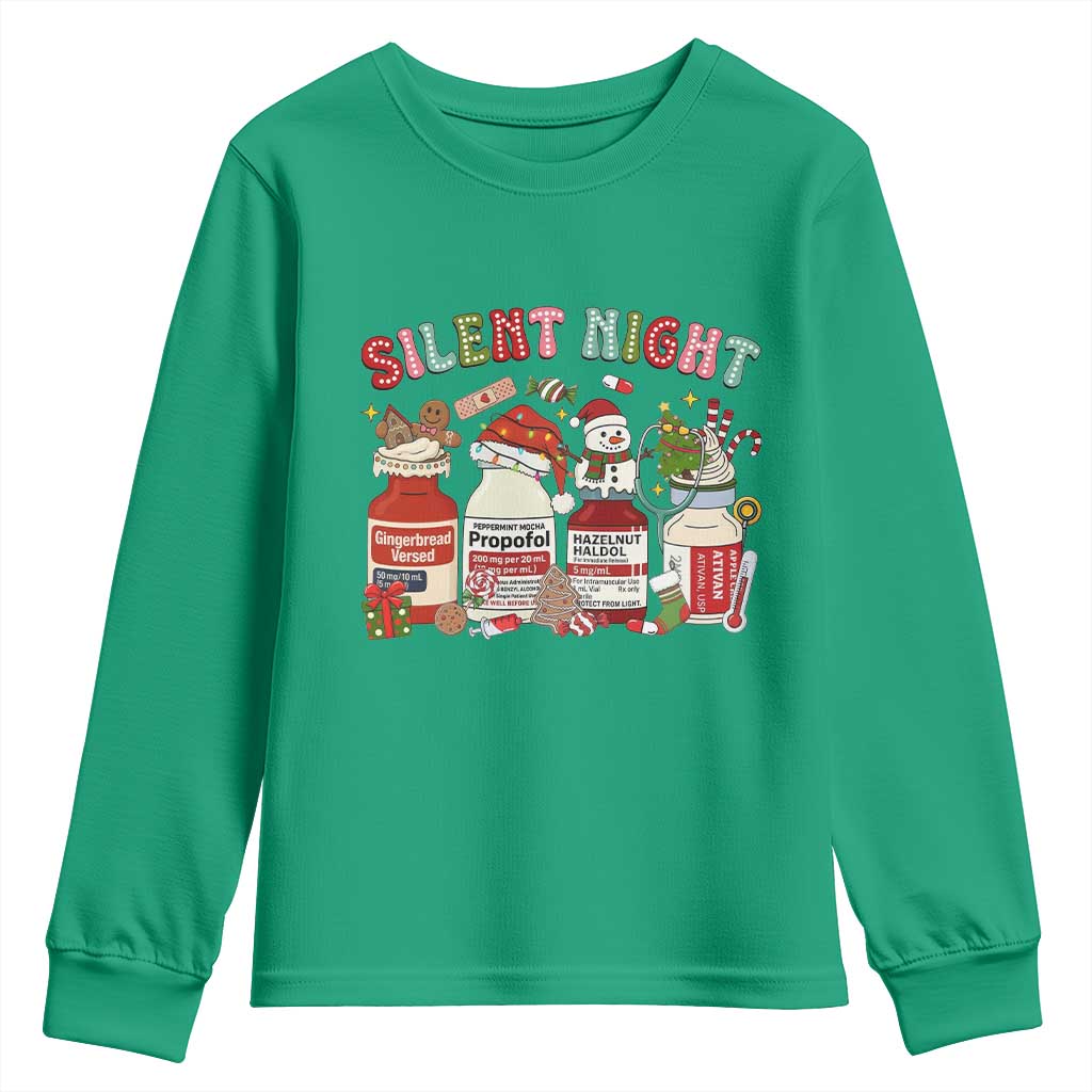 Funny Silent Night Nurse Christmas Youth Sweatshirt Festive Meds and Holiday Medical Humor - Wonder Print Shop