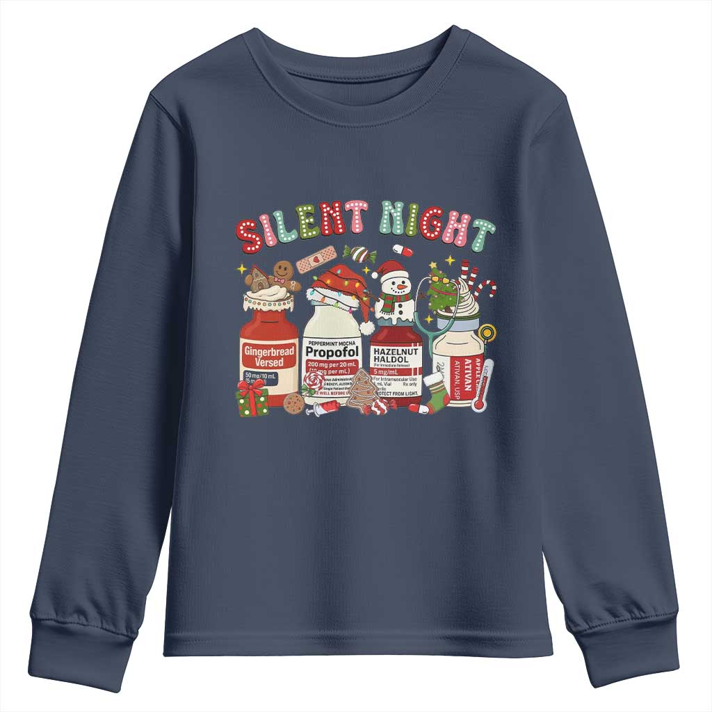 Funny Silent Night Nurse Christmas Youth Sweatshirt Festive Meds and Holiday Medical Humor - Wonder Print Shop