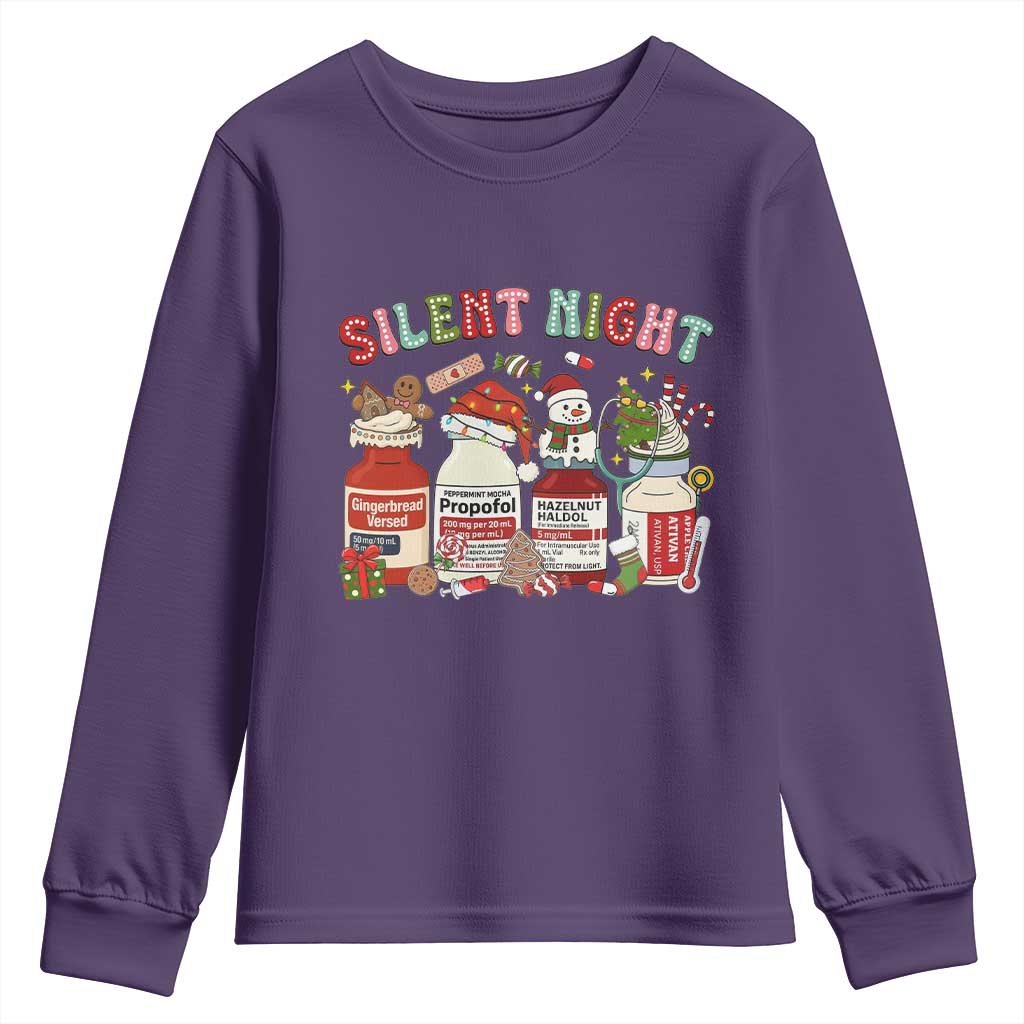 Funny Silent Night Nurse Christmas Youth Sweatshirt Festive Meds and Holiday Medical Humor - Wonder Print Shop