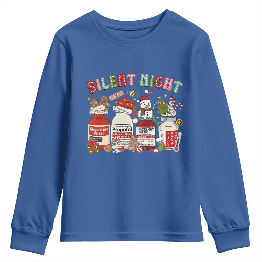 Funny Silent Night Nurse Christmas Youth Sweatshirt Festive Meds and Holiday Medical Humor - Wonder Print Shop