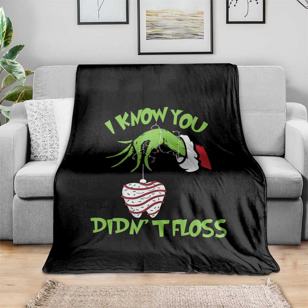 Funny Dental Christmas Throw Blanket I Know You Didnt Floss Dentist Holiday Humor - Wonder Print Shop