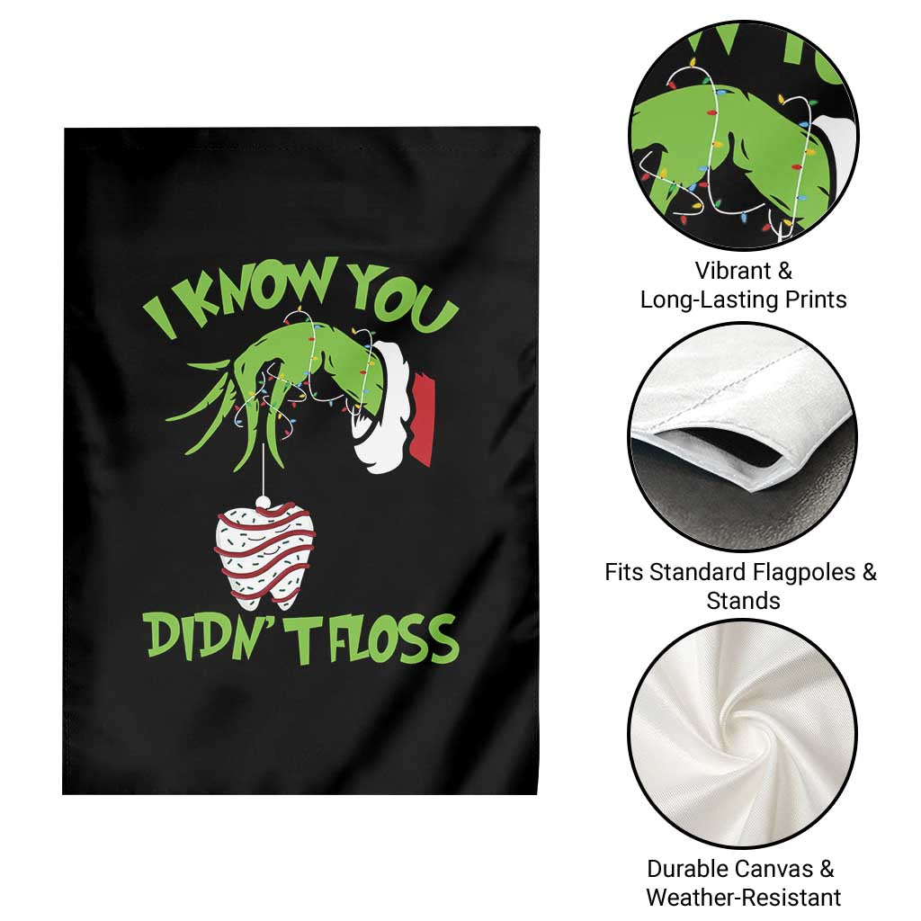 Funny Dental Christmas Garden Flag I Know You Didnt Floss Dentist Holiday Humor - Wonder Print Shop