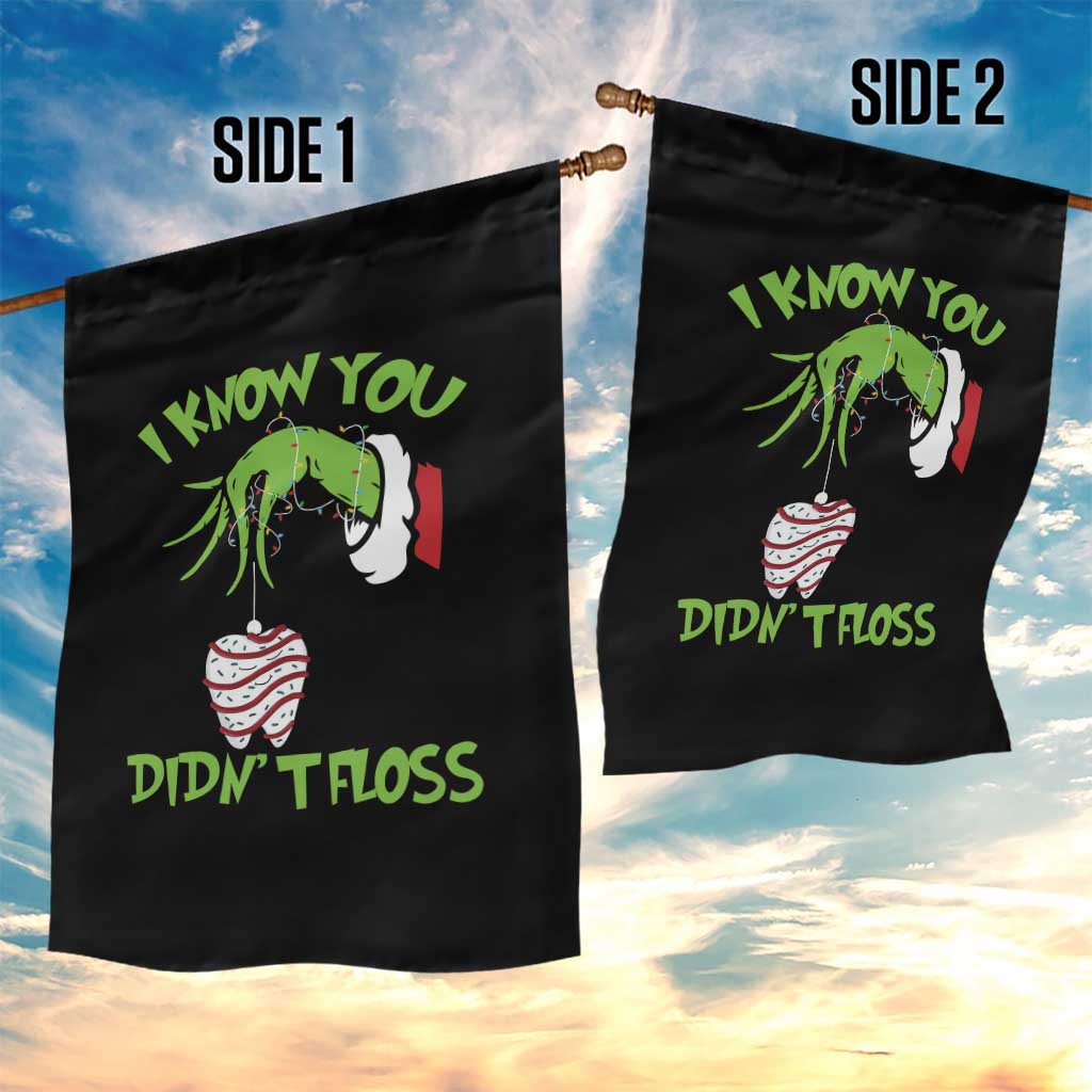 Funny Dental Christmas Garden Flag I Know You Didnt Floss Dentist Holiday Humor - Wonder Print Shop