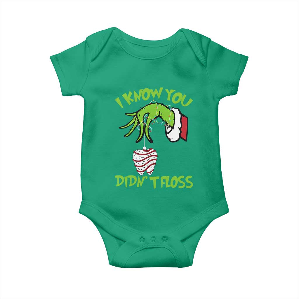 Funny Dental Christmas Baby Onesie I Know You Didnt Floss Dentist Holiday Humor - Wonder Print Shop