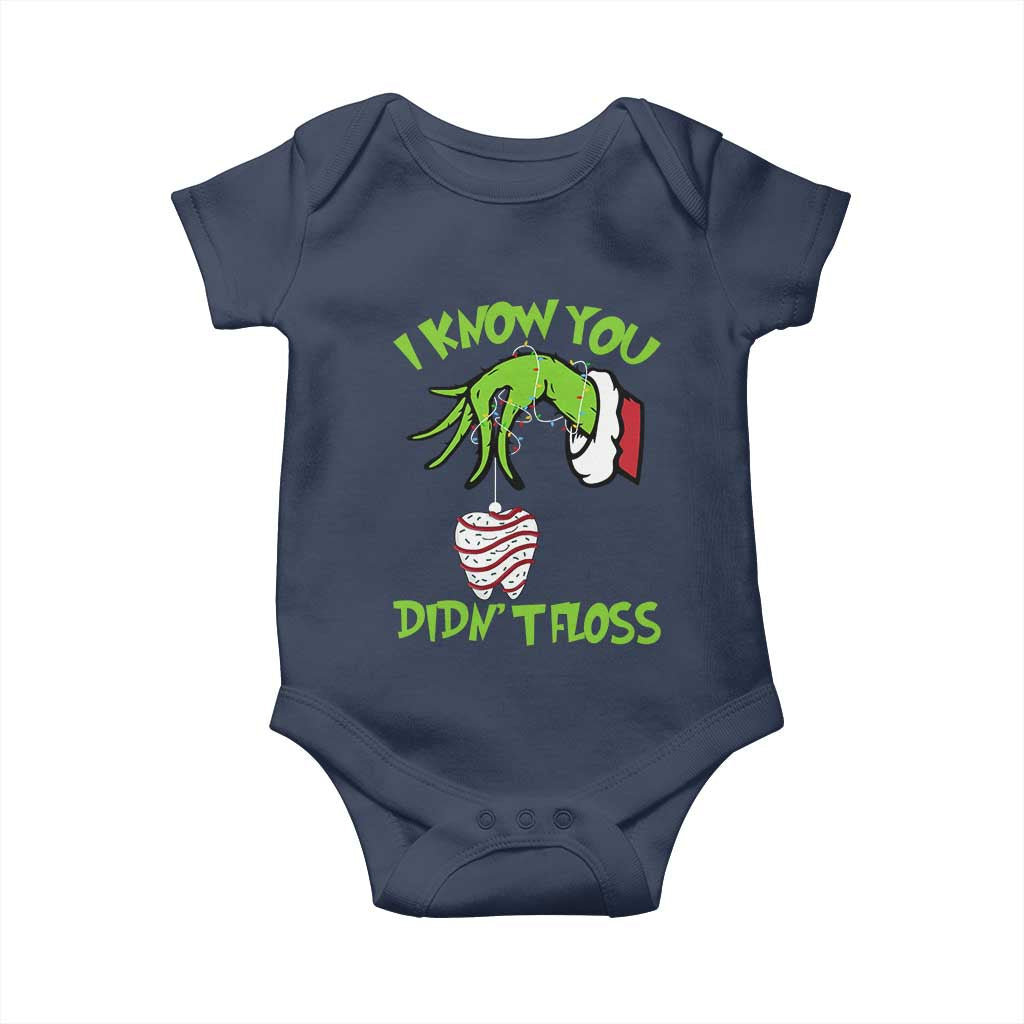 Funny Dental Christmas Baby Onesie I Know You Didnt Floss Dentist Holiday Humor - Wonder Print Shop