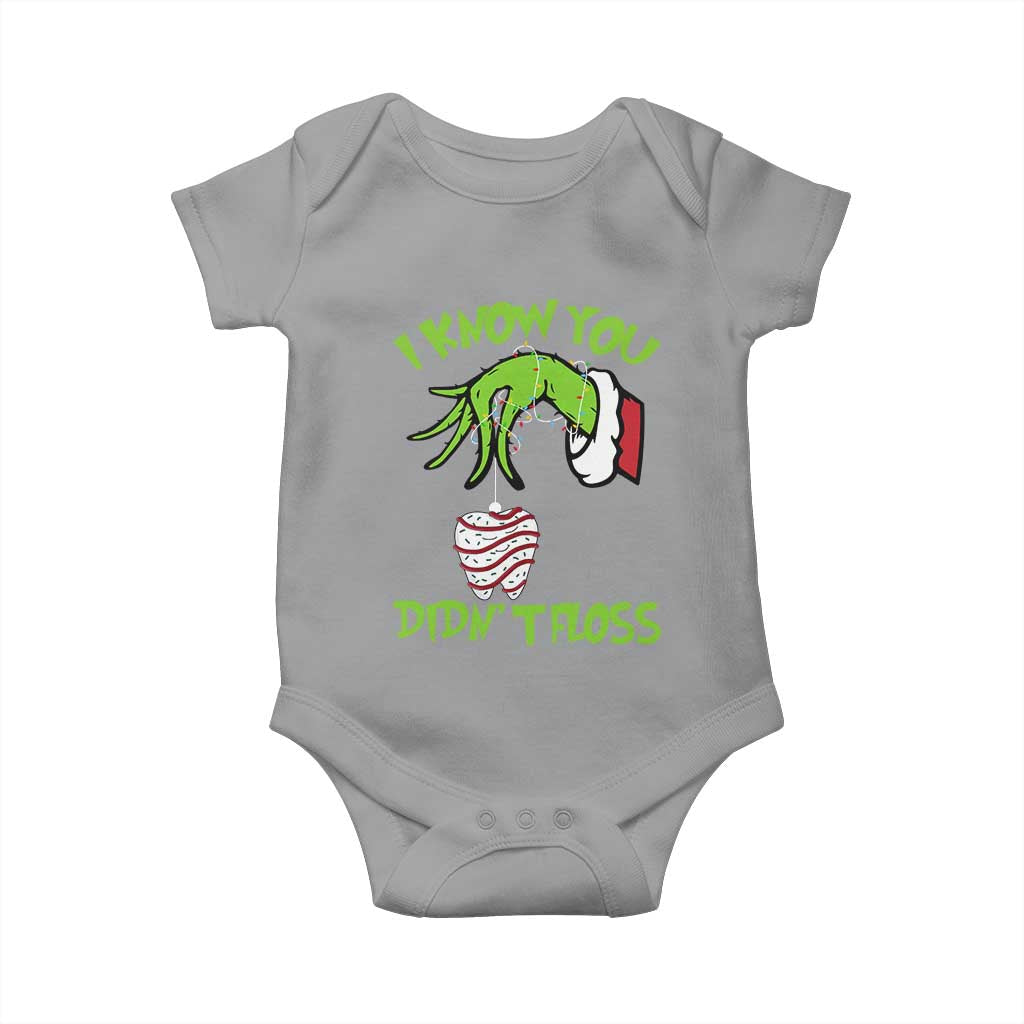Funny Dental Christmas Baby Onesie I Know You Didnt Floss Dentist Holiday Humor - Wonder Print Shop