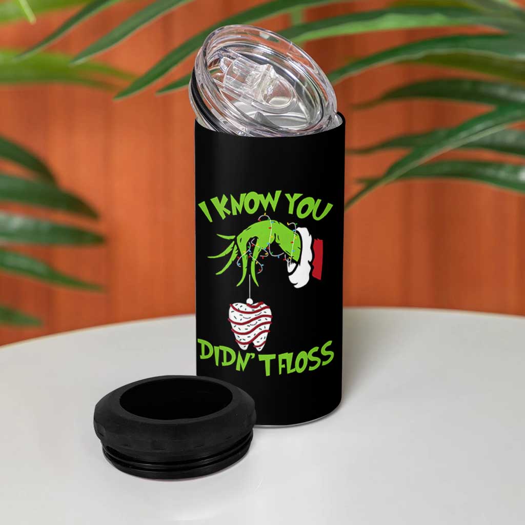 Funny Dental Christmas 4 in 1 Can Cooler Tumbler I Know You Didnt Floss Dentist Holiday Humor - undefined
