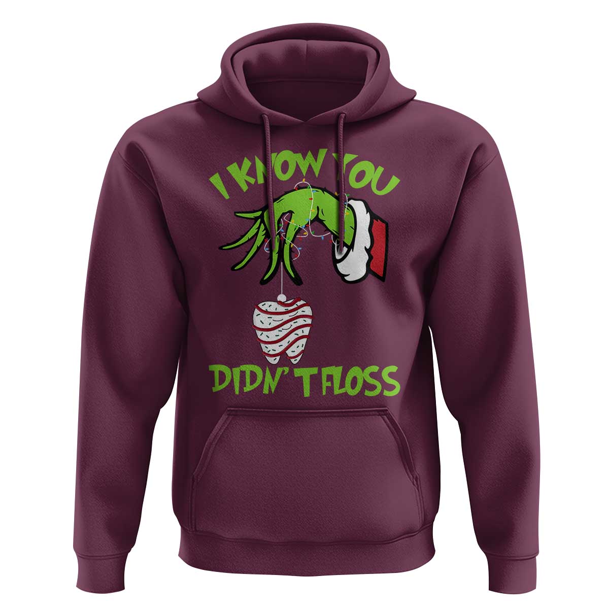 Funny Dental Christmas Hoodie I Know You Didnt Floss Dentist Holiday Humor - Wonder Print Shop