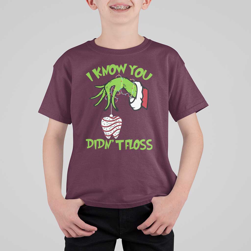 Funny Dental Christmas T Shirt For Kid I Know You Didnt Floss Dentist Holiday Humor - Wonder Print Shop