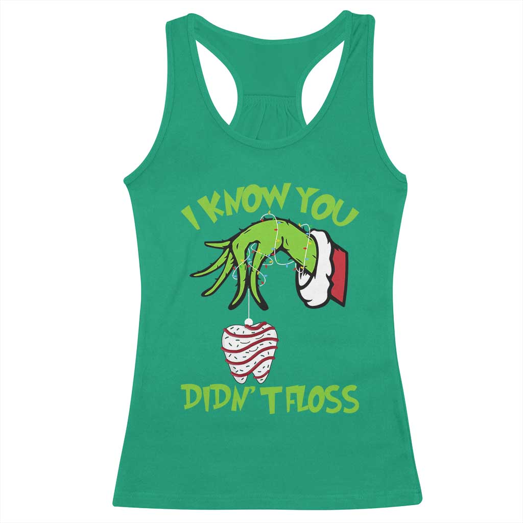 Funny Dental Christmas Racerback Tank Top I Know You Didnt Floss Dentist Holiday Humor - Wonder Print Shop