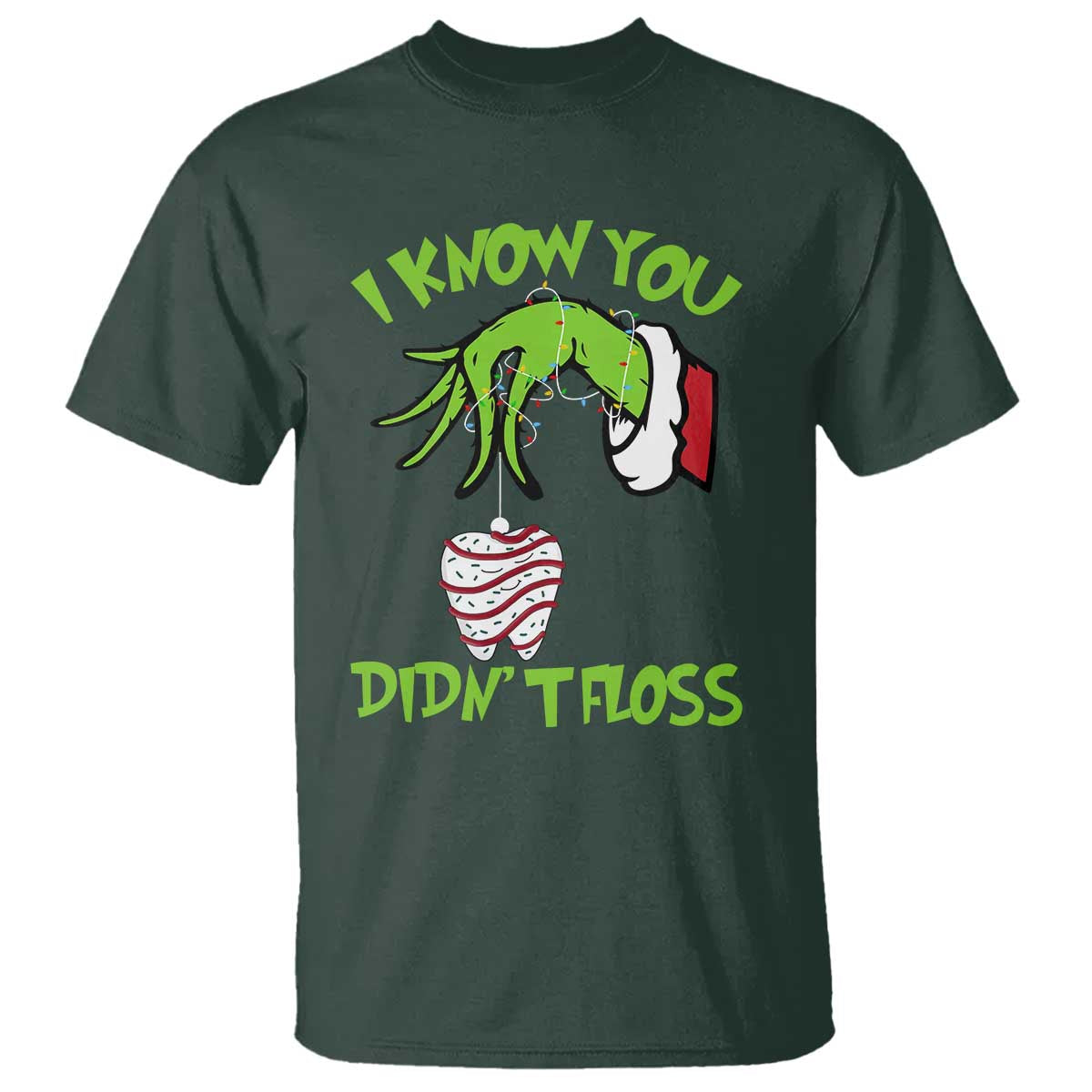 Funny Dental Christmas T Shirt I Know You Didnt Floss Dentist Holiday Humor - Wonder Print Shop