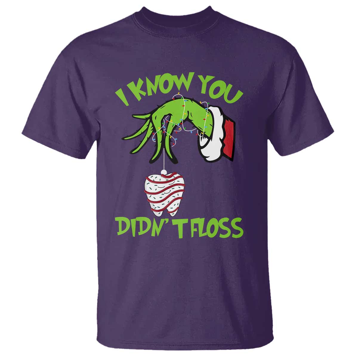 Funny Dental Christmas T Shirt I Know You Didnt Floss Dentist Holiday Humor - Wonder Print Shop