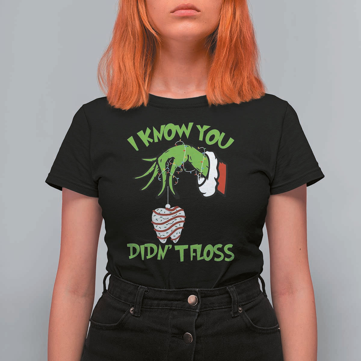 Funny Dental Christmas T Shirt For Women I Know You Didnt Floss Dentist Holiday Humor - Wonder Print Shop