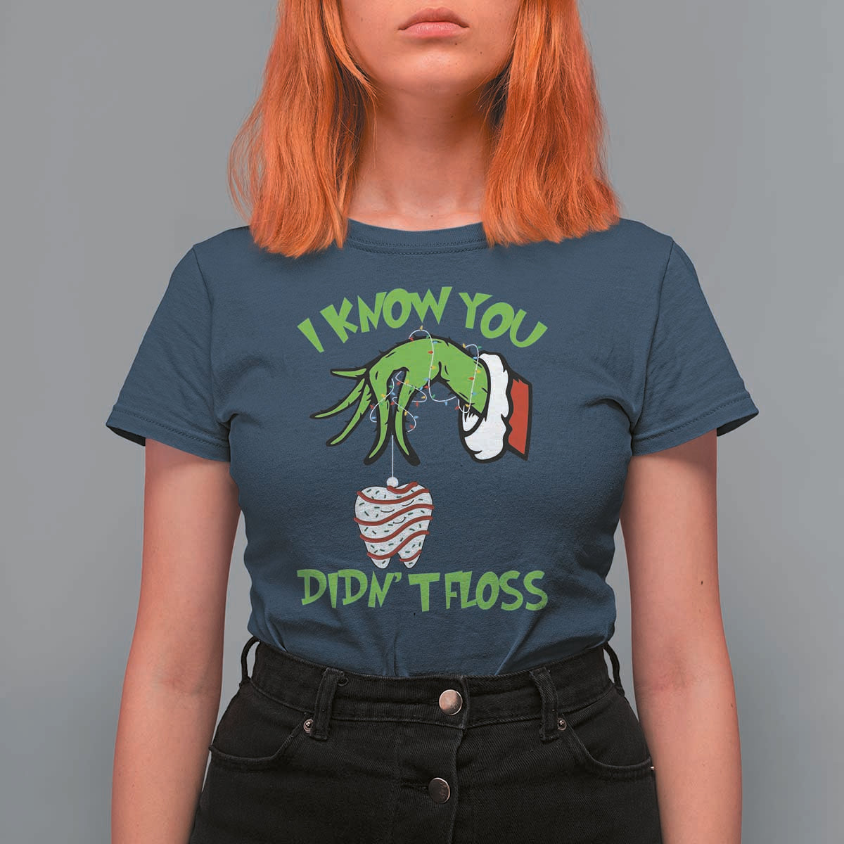 Funny Dental Christmas T Shirt For Women I Know You Didnt Floss Dentist Holiday Humor - Wonder Print Shop