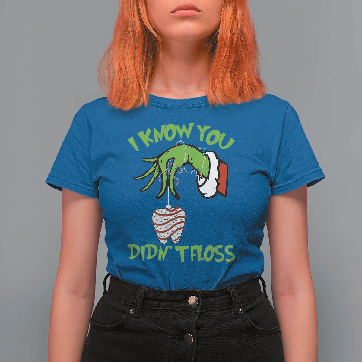Funny Dental Christmas T Shirt For Women I Know You Didnt Floss Dentist Holiday Humor - Wonder Print Shop