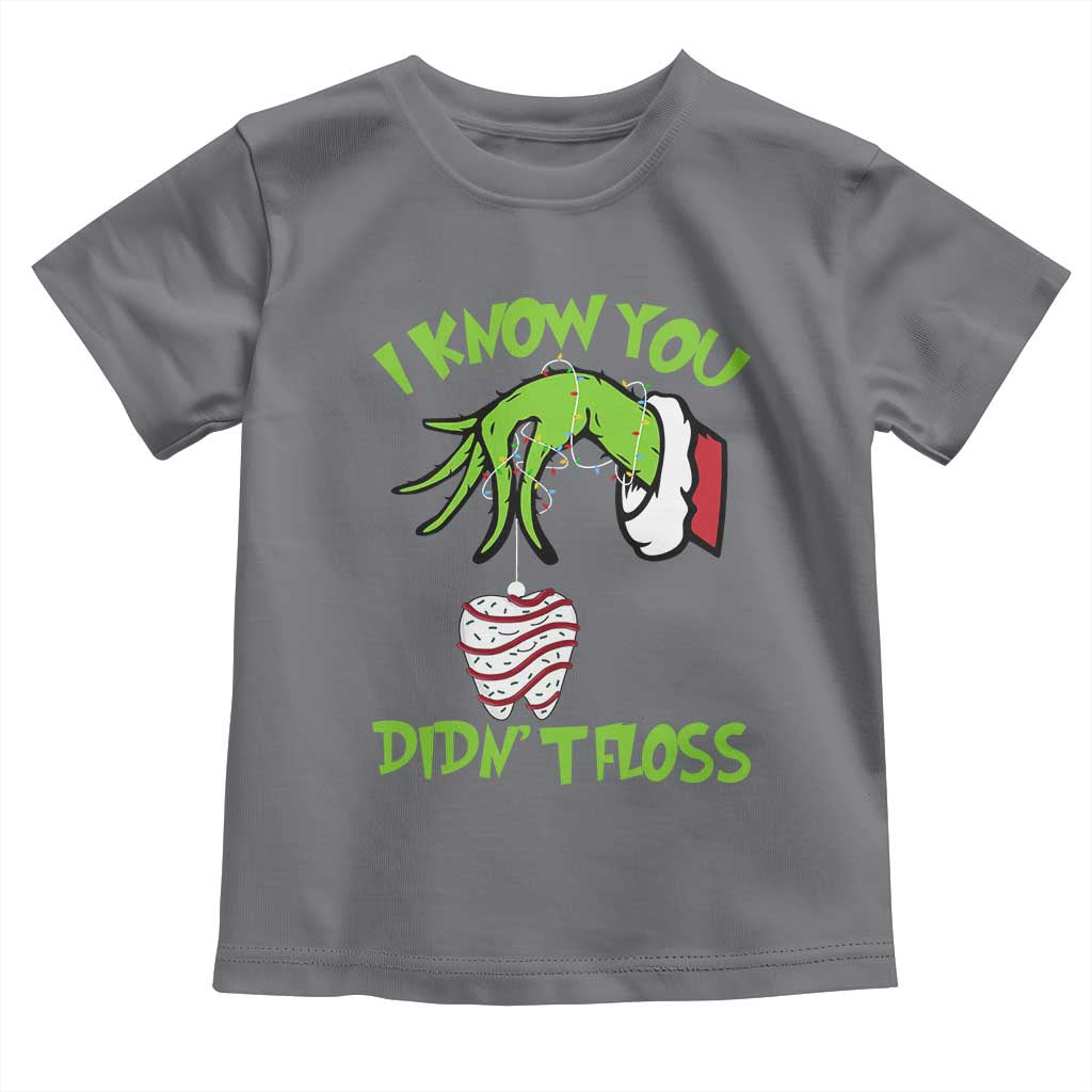 Funny Dental Christmas Toddler T Shirt I Know You Didnt Floss Dentist Holiday Humor - Wonder Print Shop