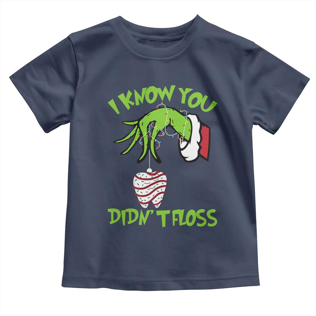 Funny Dental Christmas Toddler T Shirt I Know You Didnt Floss Dentist Holiday Humor - Wonder Print Shop