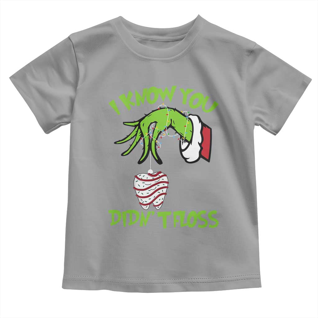 Funny Dental Christmas Toddler T Shirt I Know You Didnt Floss Dentist Holiday Humor - Wonder Print Shop