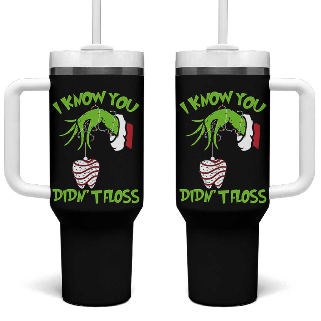 Funny Dental Christmas Tumbler With Handle I Know You Didnt Floss Dentist Holiday Humor - Wonder Print Shop