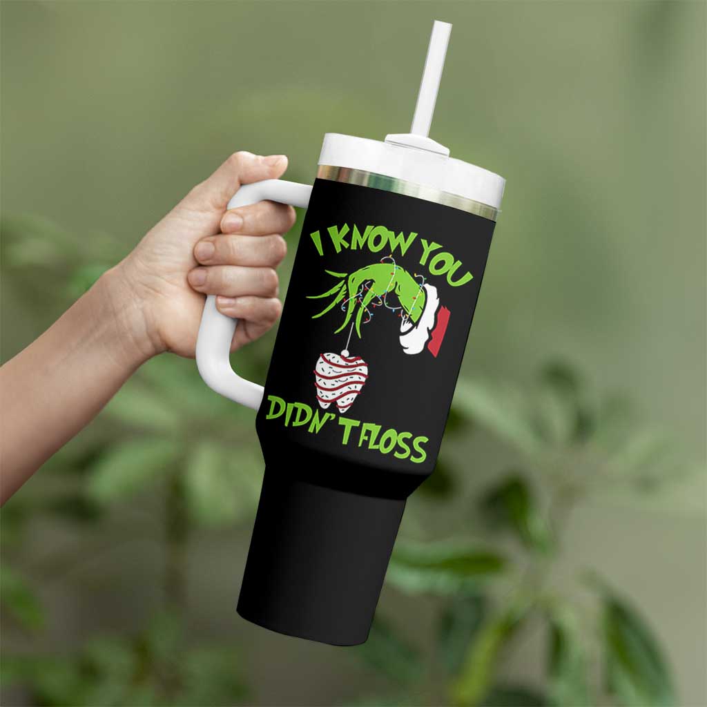 Funny Dental Christmas Tumbler With Handle I Know You Didnt Floss Dentist Holiday Humor - Wonder Print Shop