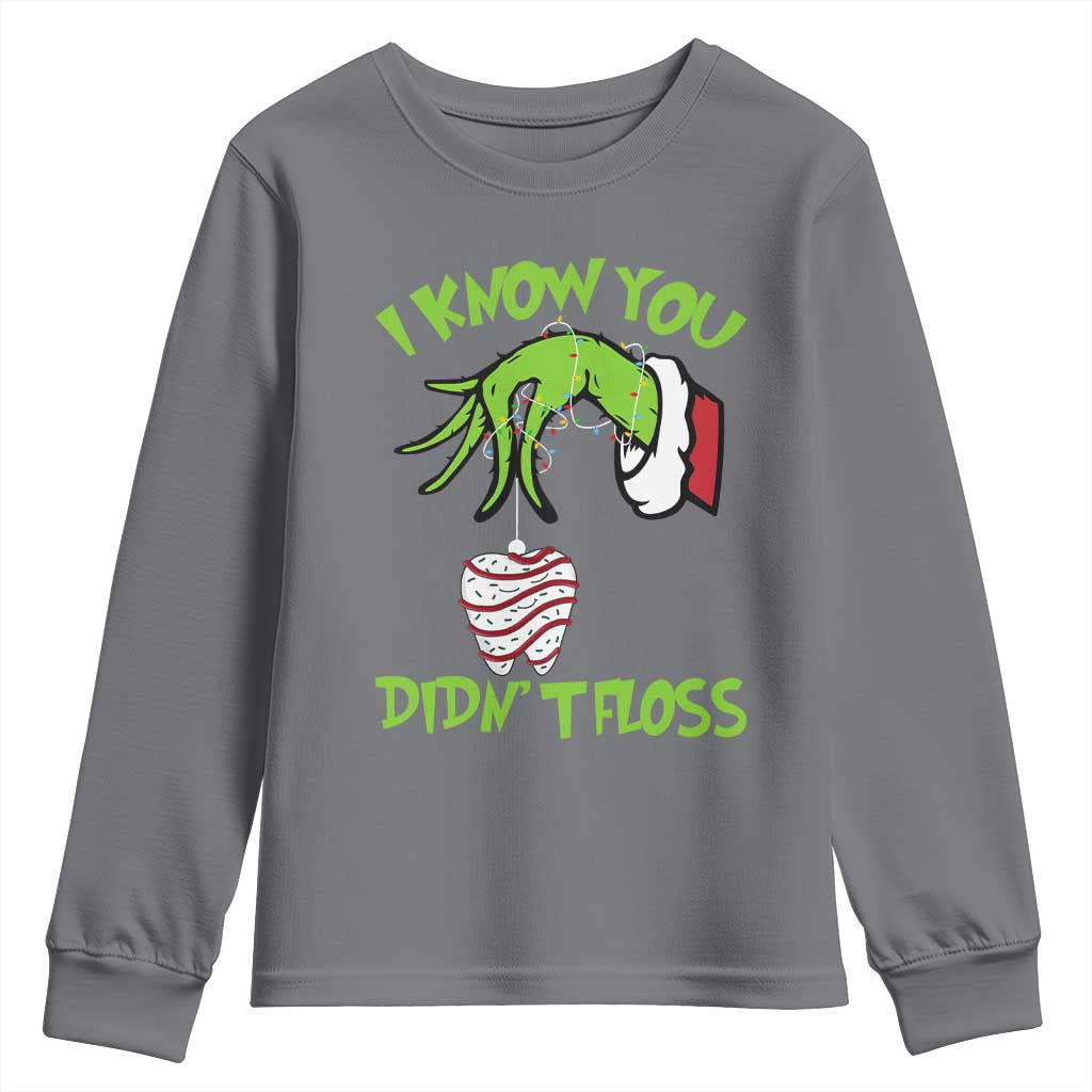 Funny Dental Christmas Youth Sweatshirt I Know You Didnt Floss Dentist Holiday Humor - Wonder Print Shop