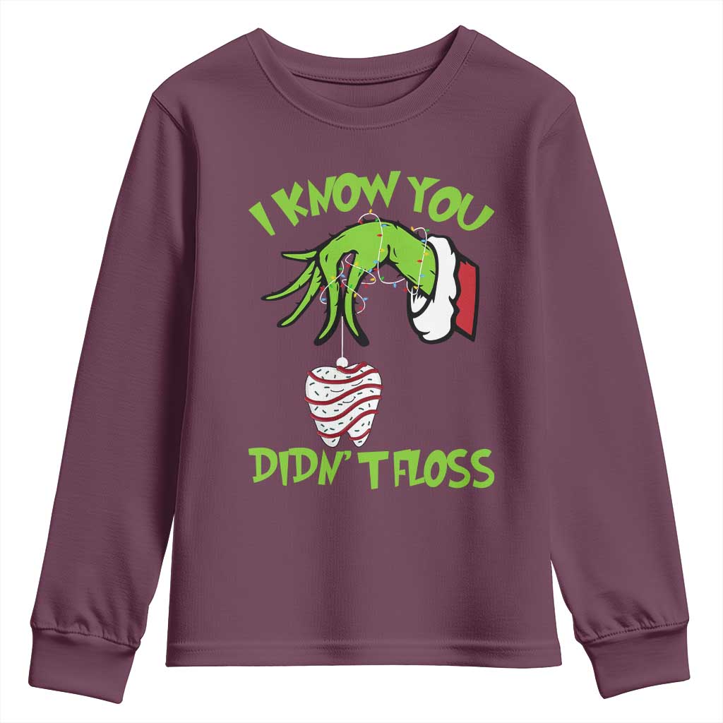 Funny Dental Christmas Youth Sweatshirt I Know You Didnt Floss Dentist Holiday Humor - Wonder Print Shop