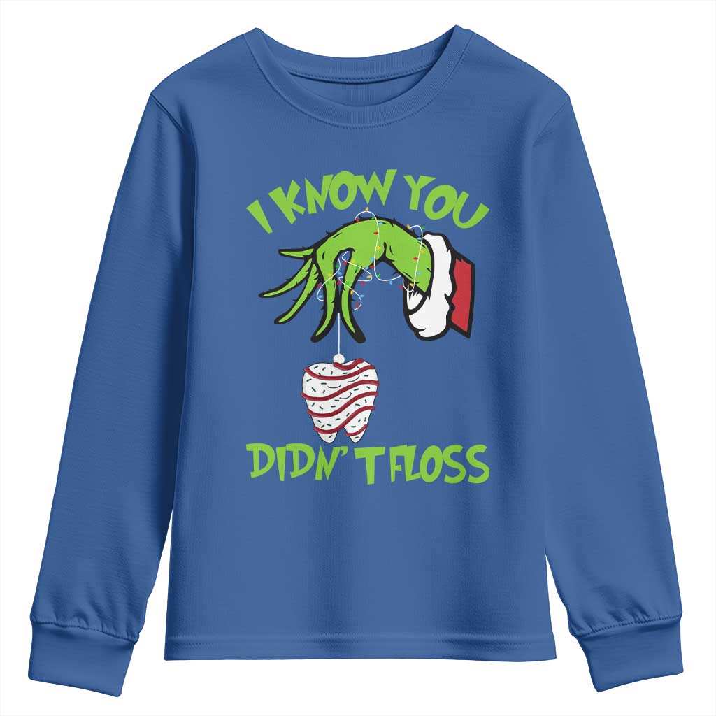 Funny Dental Christmas Youth Sweatshirt I Know You Didnt Floss Dentist Holiday Humor - Wonder Print Shop