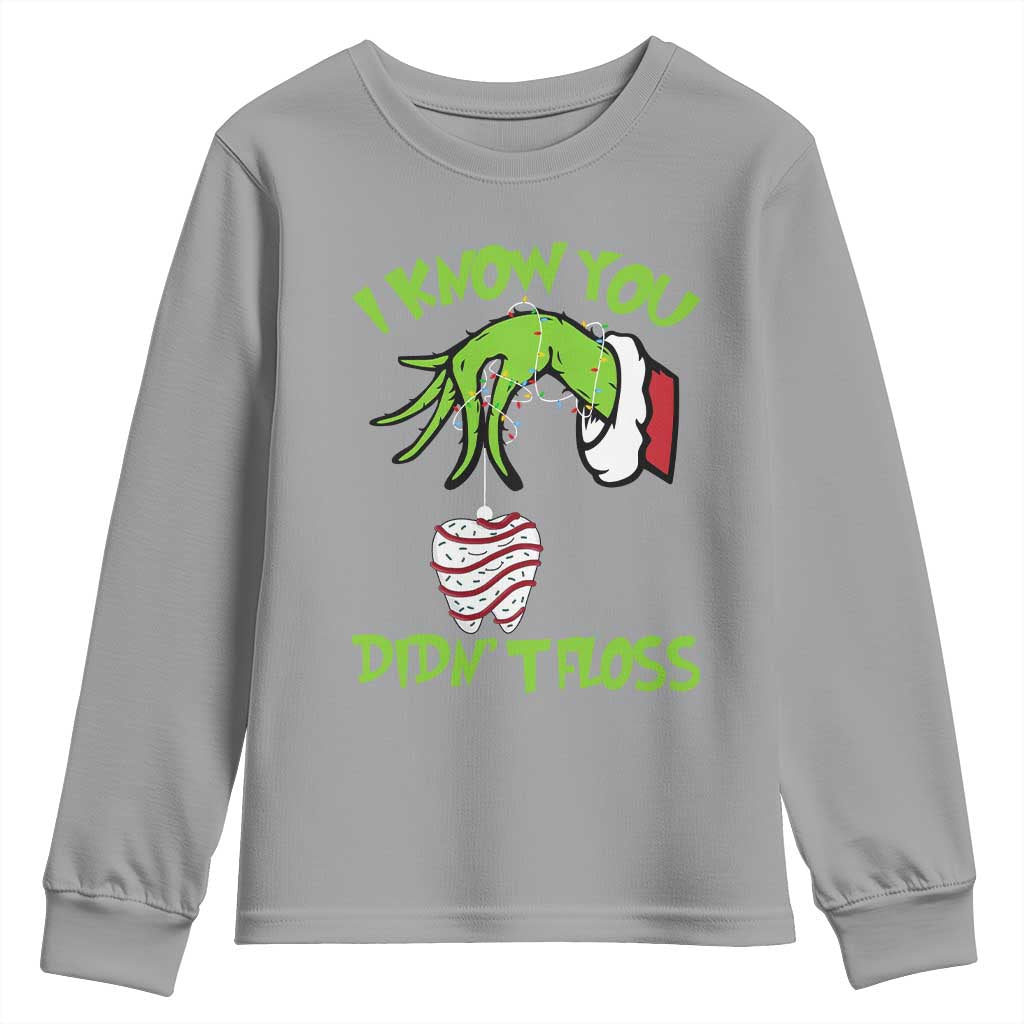 Funny Dental Christmas Youth Sweatshirt I Know You Didnt Floss Dentist Holiday Humor - Wonder Print Shop