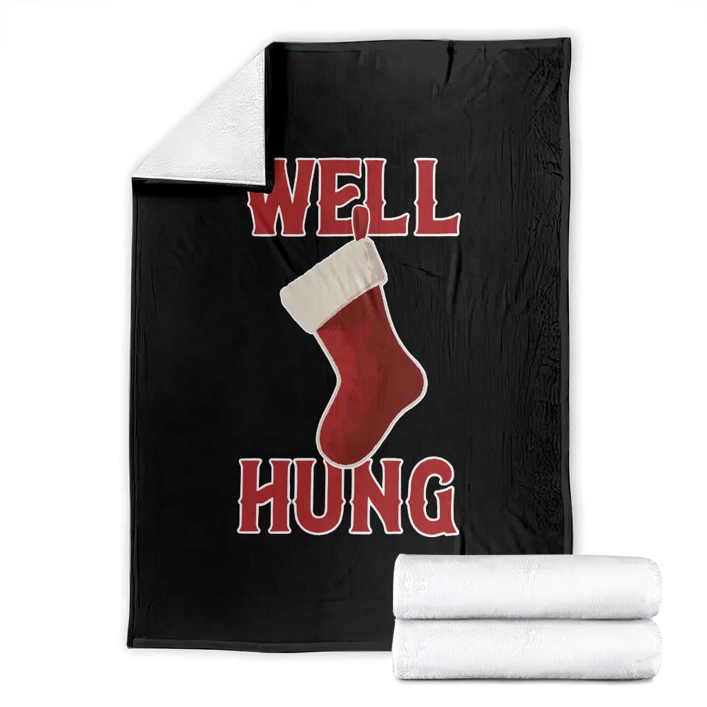 Funny Christmas Stocking Throw Blanket Well Hung Naughty Holiday Inappropriate Humor - Wonder Print Shop