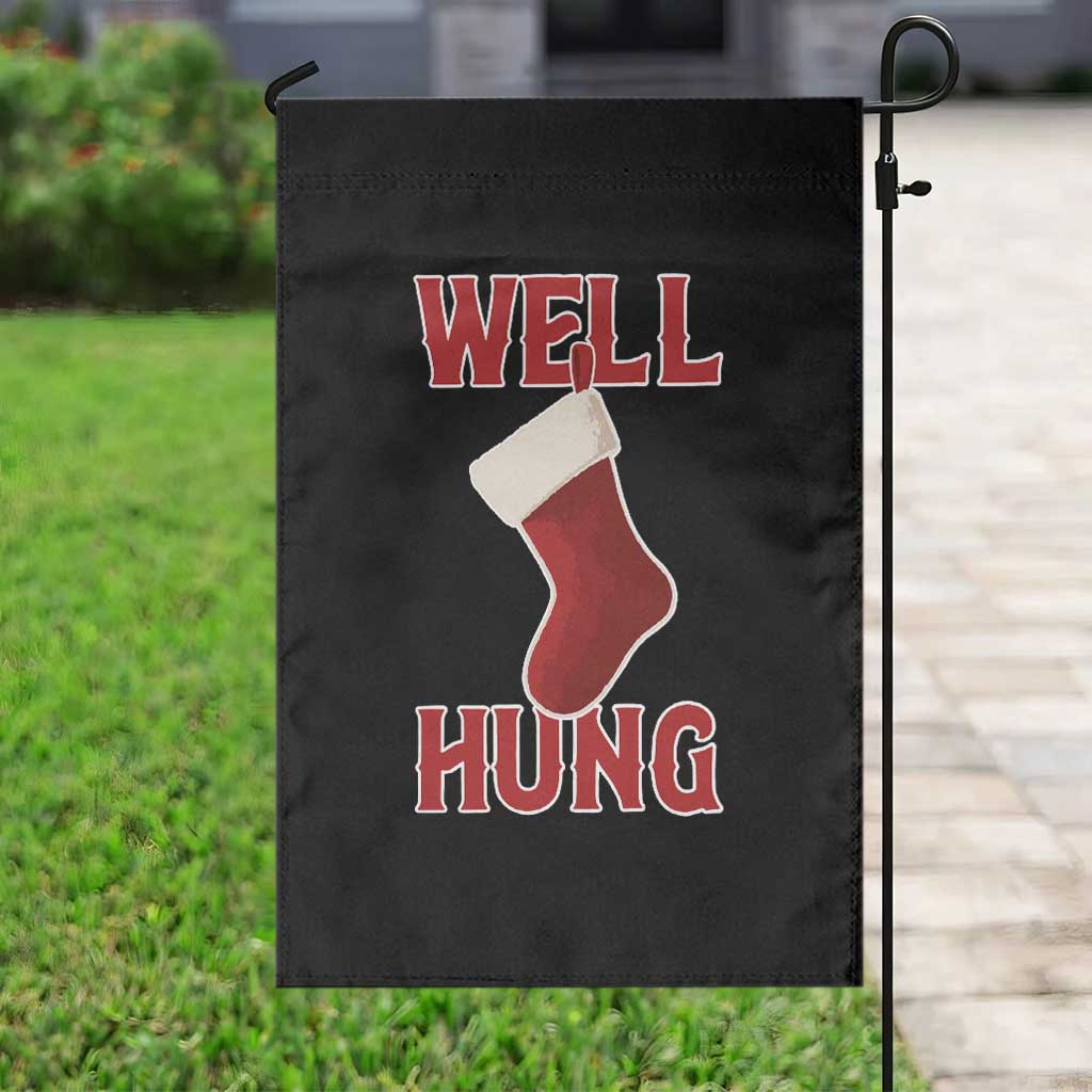 Funny Christmas Stocking Garden Flag Well Hung Naughty Holiday Inappropriate Humor - Wonder Print Shop