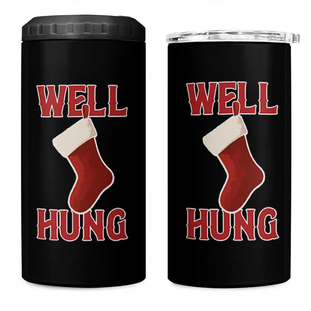 Funny Christmas Stocking 4 in 1 Can Cooler Tumbler Well Hung Naughty Holiday Inappropriate Humor - Wonder Print Shop