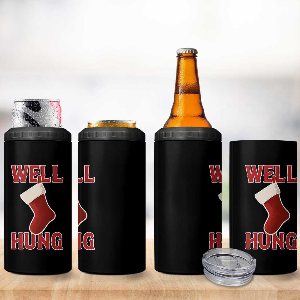 Funny Christmas Stocking 4 in 1 Can Cooler Tumbler Well Hung Naughty Holiday Inappropriate Humor - Wonder Print Shop