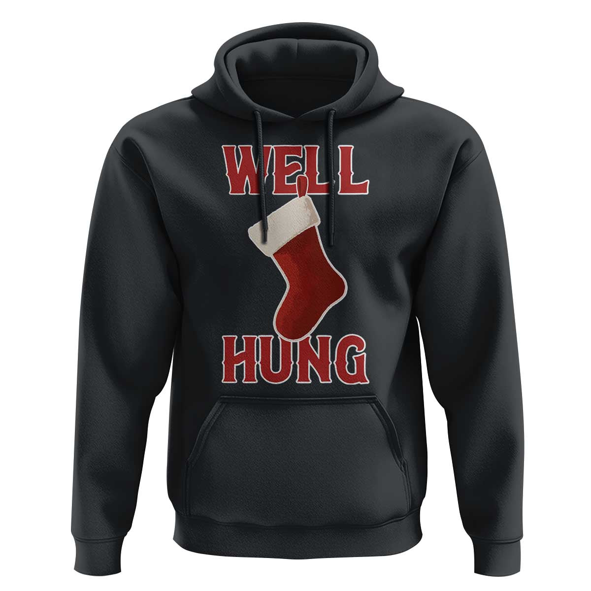 Funny Christmas Stocking Hoodie Well Hung Naughty Holiday Inappropriate Humor - Wonder Print Shop