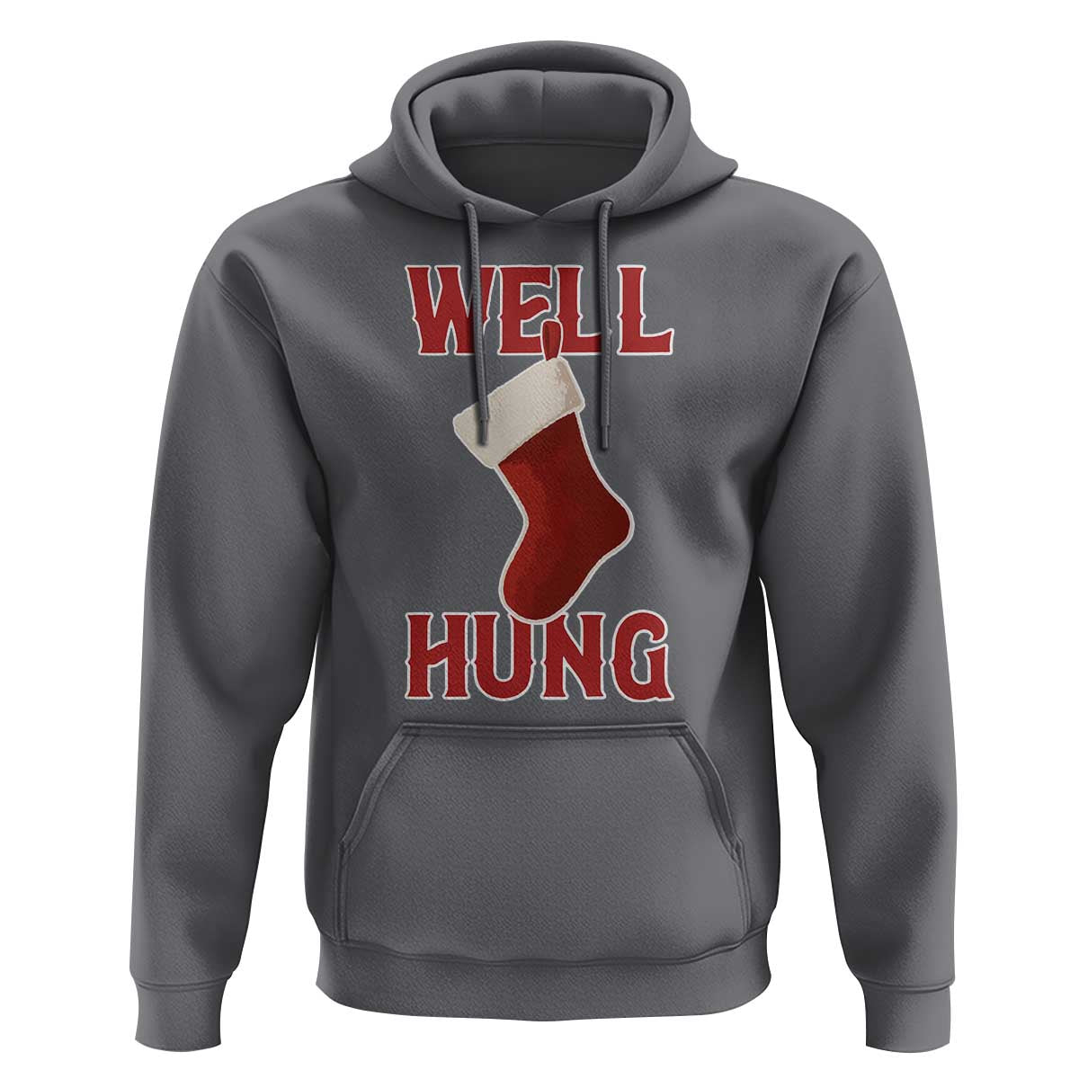 Funny Christmas Stocking Hoodie Well Hung Naughty Holiday Inappropriate Humor - Wonder Print Shop