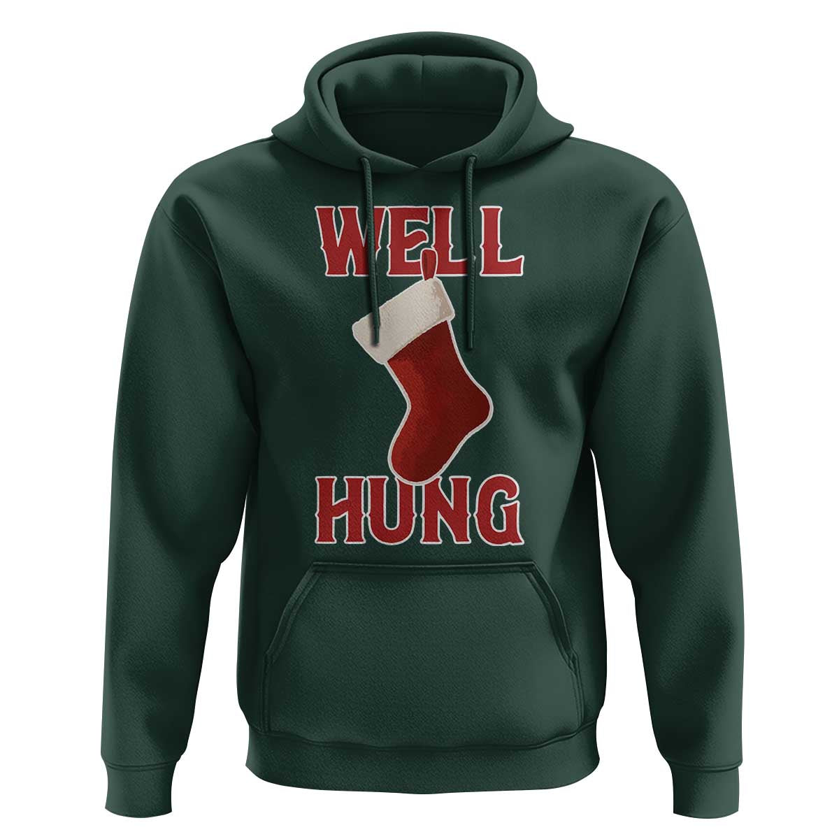 Funny Christmas Stocking Hoodie Well Hung Naughty Holiday Inappropriate Humor - Wonder Print Shop