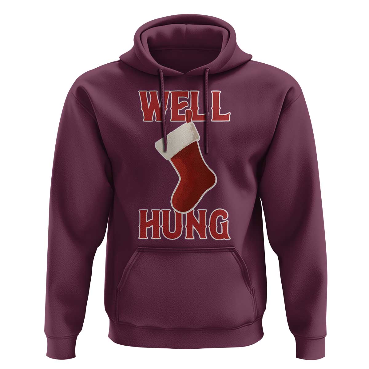 Funny Christmas Stocking Hoodie Well Hung Naughty Holiday Inappropriate Humor - Wonder Print Shop