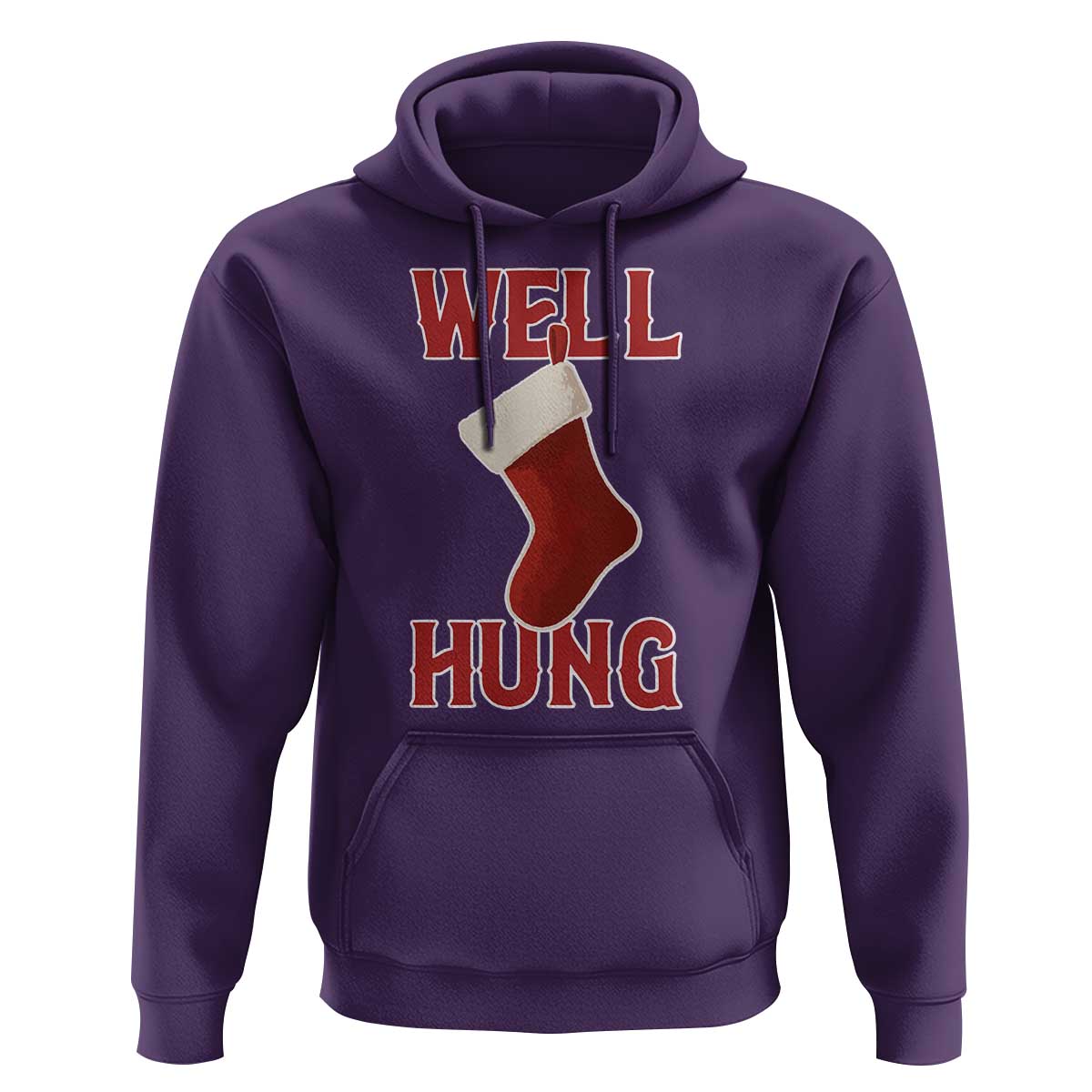 Funny Christmas Stocking Hoodie Well Hung Naughty Holiday Inappropriate Humor - Wonder Print Shop