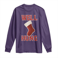 Funny Christmas Stocking Long Sleeve Shirt Well Hung Naughty Holiday Inappropriate Humor - Wonder Print Shop