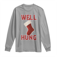 Funny Christmas Stocking Long Sleeve Shirt Well Hung Naughty Holiday Inappropriate Humor - Wonder Print Shop