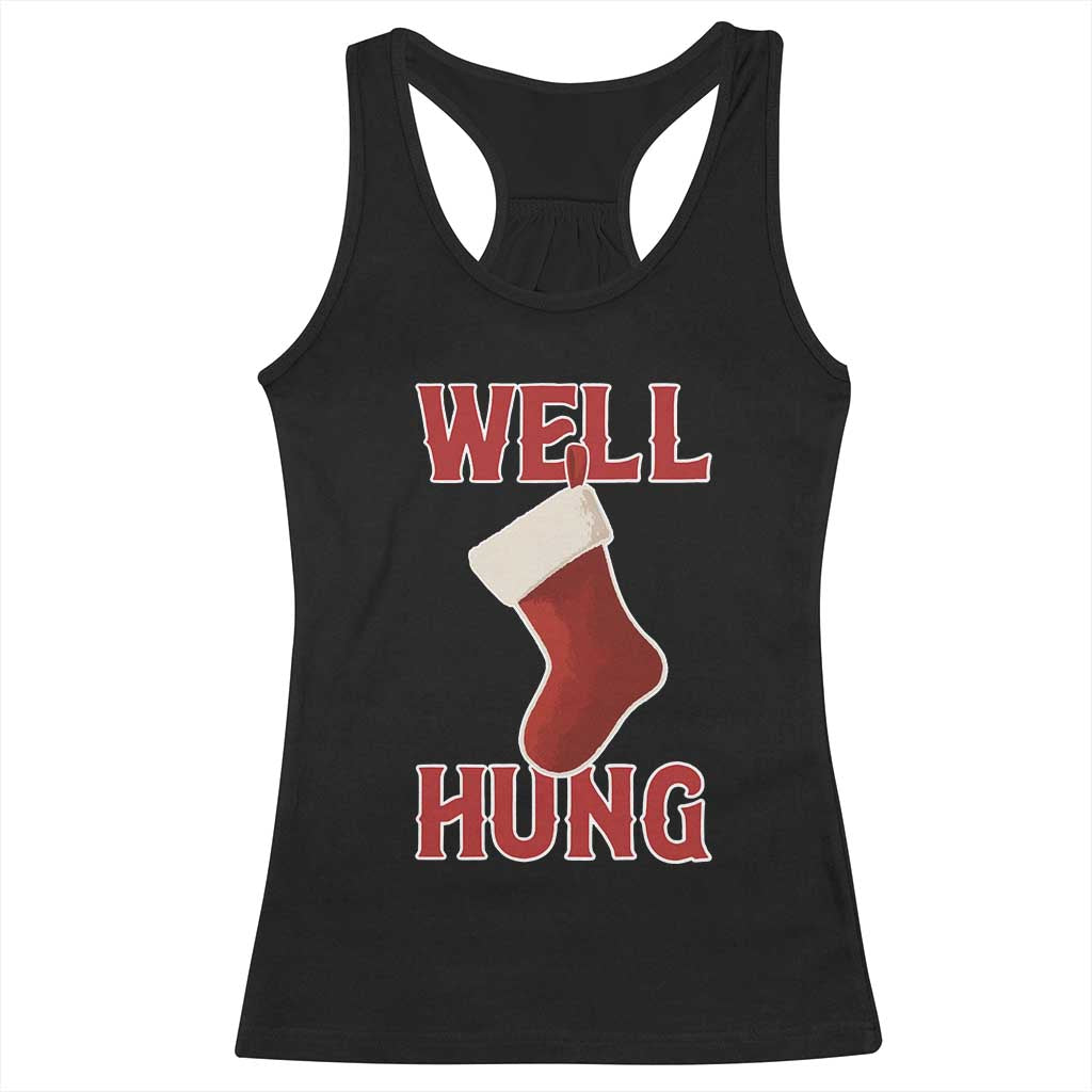 Funny Christmas Stocking Racerback Tank Top Well Hung Naughty Holiday Inappropriate Humor - Wonder Print Shop