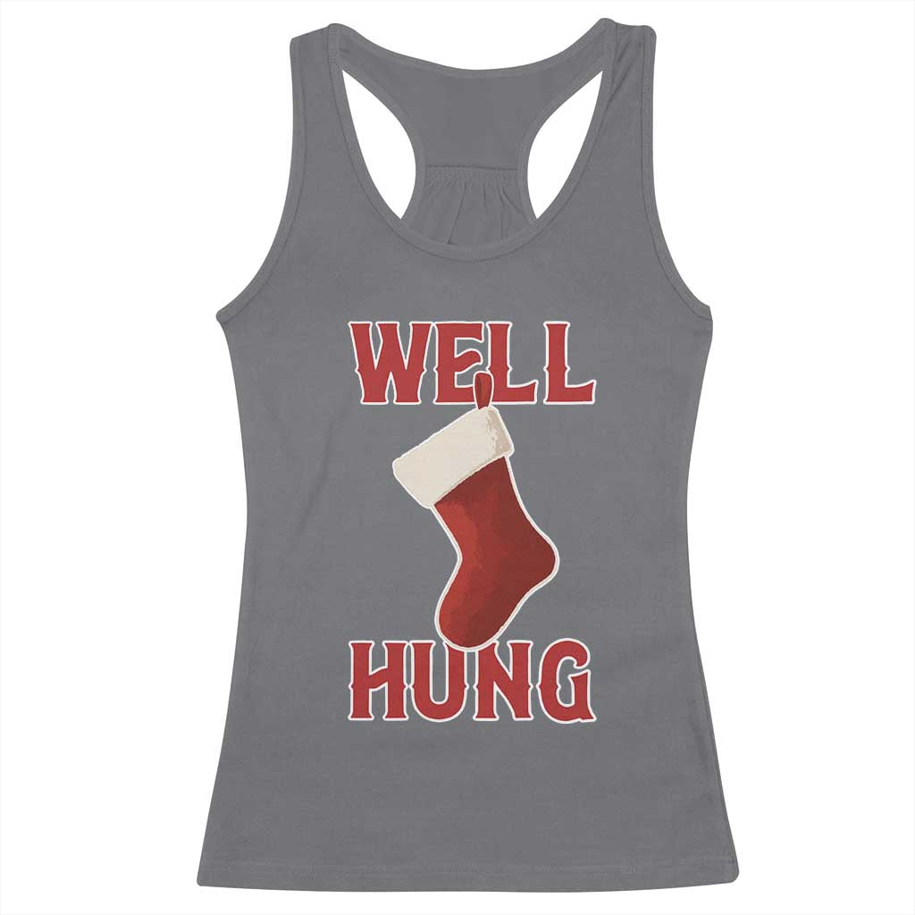 Funny Christmas Stocking Racerback Tank Top Well Hung Naughty Holiday Inappropriate Humor - Wonder Print Shop
