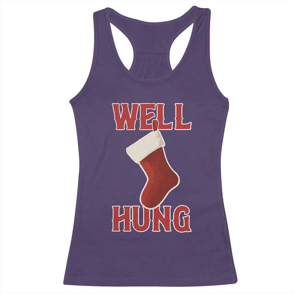 Funny Christmas Stocking Racerback Tank Top Well Hung Naughty Holiday Inappropriate Humor - Wonder Print Shop