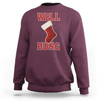 Funny Christmas Stocking Sweatshirt Well Hung Naughty Holiday Inappropriate Humor - Wonder Print Shop