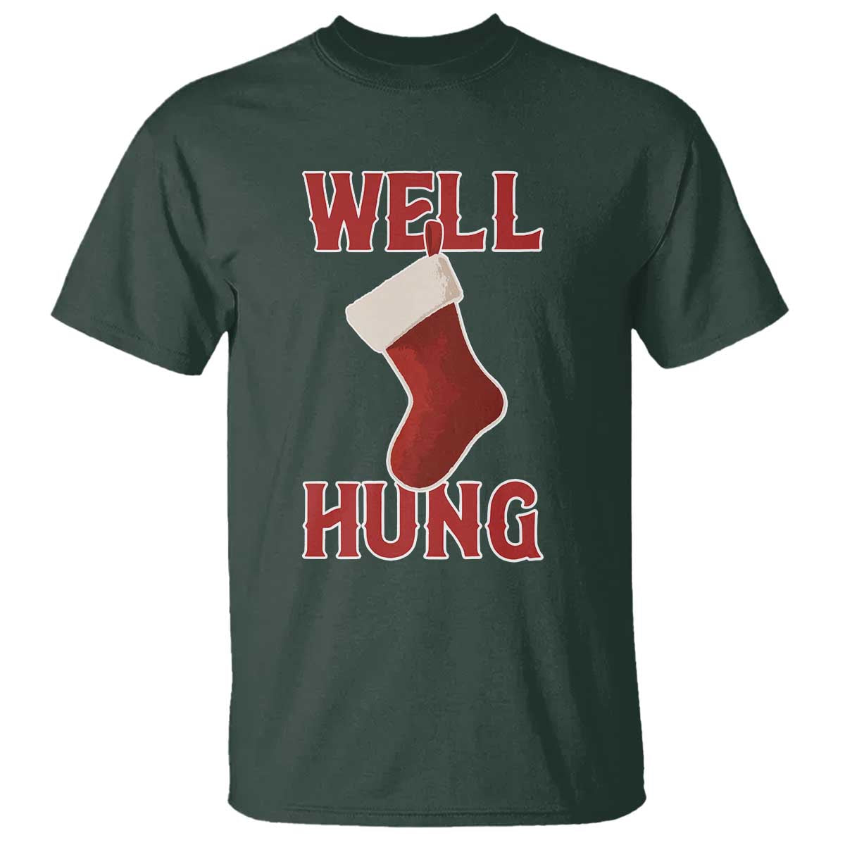 Funny Christmas Stocking T Shirt Well Hung Naughty Holiday Inappropriate Humor - Wonder Print Shop