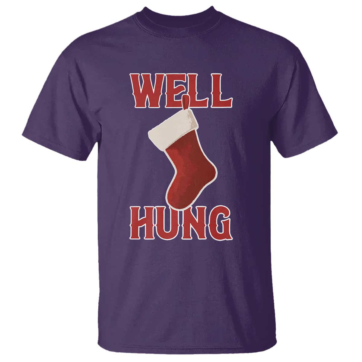 Funny Christmas Stocking T Shirt Well Hung Naughty Holiday Inappropriate Humor - Wonder Print Shop