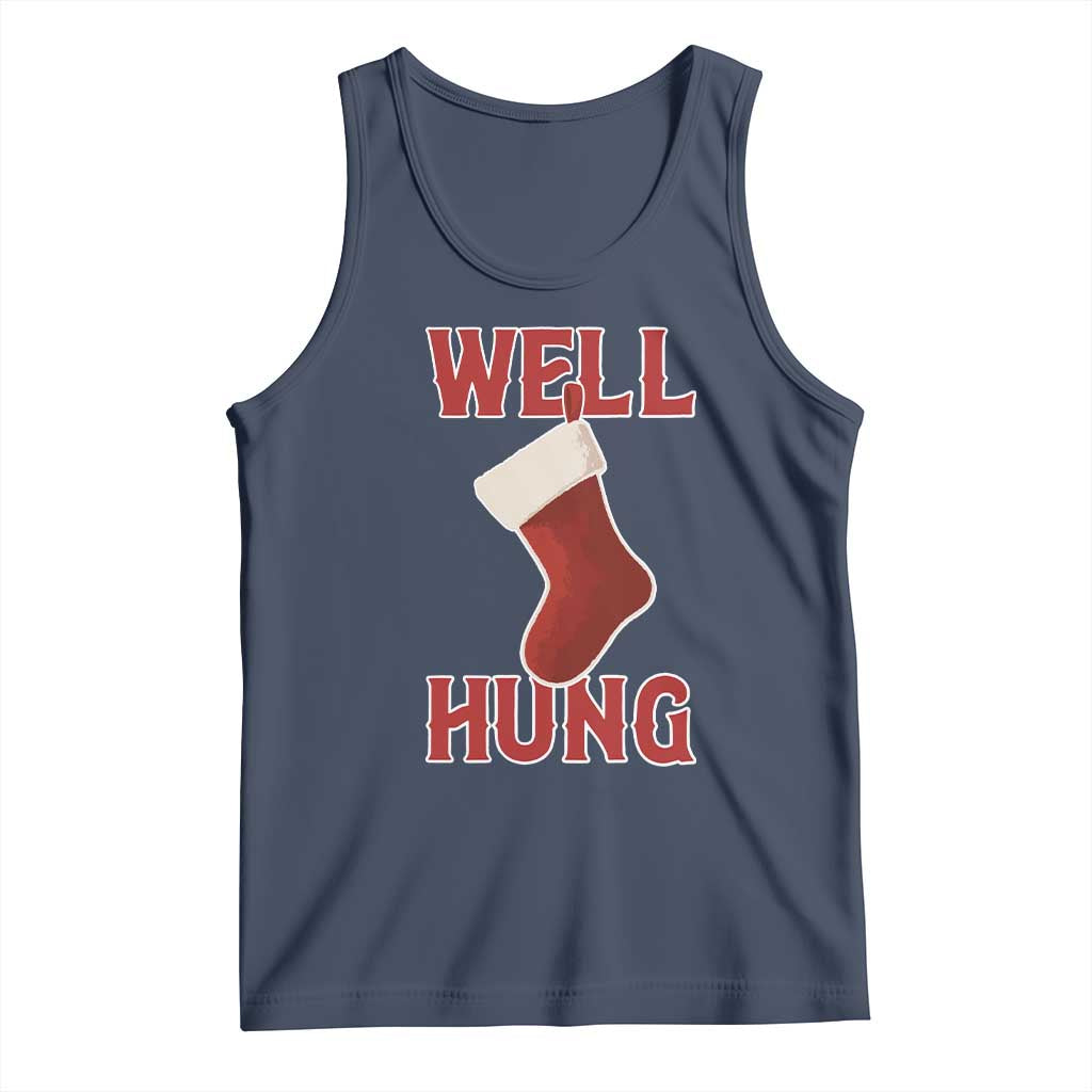 Funny Christmas Stocking Tank Top Well Hung Naughty Holiday Inappropriate Humor - Wonder Print Shop