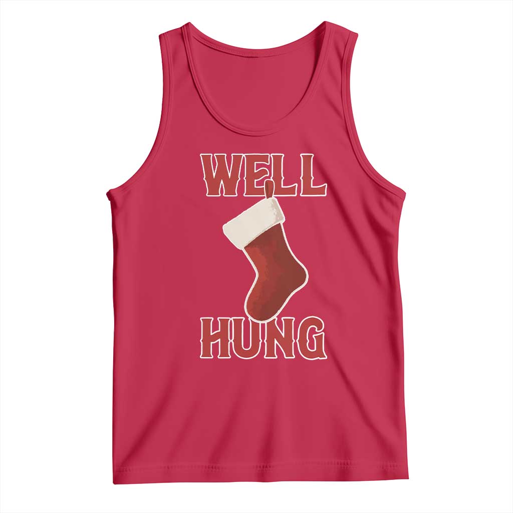 Funny Christmas Stocking Tank Top Well Hung Naughty Holiday Inappropriate Humor - Wonder Print Shop