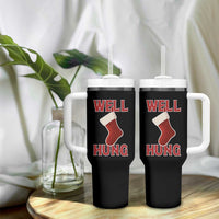 Funny Christmas Stocking Tumbler With Handle Well Hung Naughty Holiday Inappropriate Humor - Wonder Print Shop